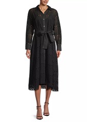 Natori Round Eyelet Cotton Shirtdress