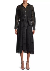 Natori Round Eyelet Cotton Shirtdress