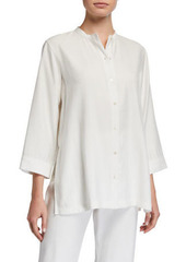Natori Sanded Twill Button-Front Easy Tunic