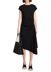 Natori Stretch Crepe Side Drape Dress