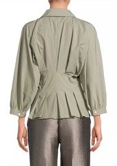 Natori Taffeta Pleated Button-Front Shirt