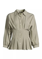 Natori Taffeta Pleated Button-Front Shirt