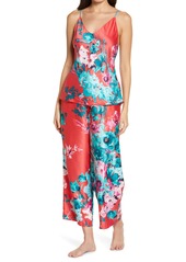 Natori Bloom Floral Satin Camisole Pajamas in Passion Coral Multi at Nordstrom