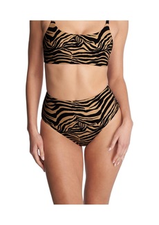 Natori Women's Riviera Reversible High Rise Bikini Bottom - Camel zebra/poinsettia