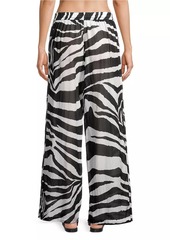 Natori Zebra Cotton-Silk Wide-Leg Pants