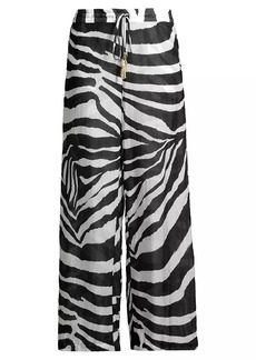 Natori Zebra Cotton-Silk Wide-Leg Pants