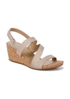 Naturalizer Adria Strappy Wedge Sandal in Fawn Beige Faux Leather at Nordstrom Rack