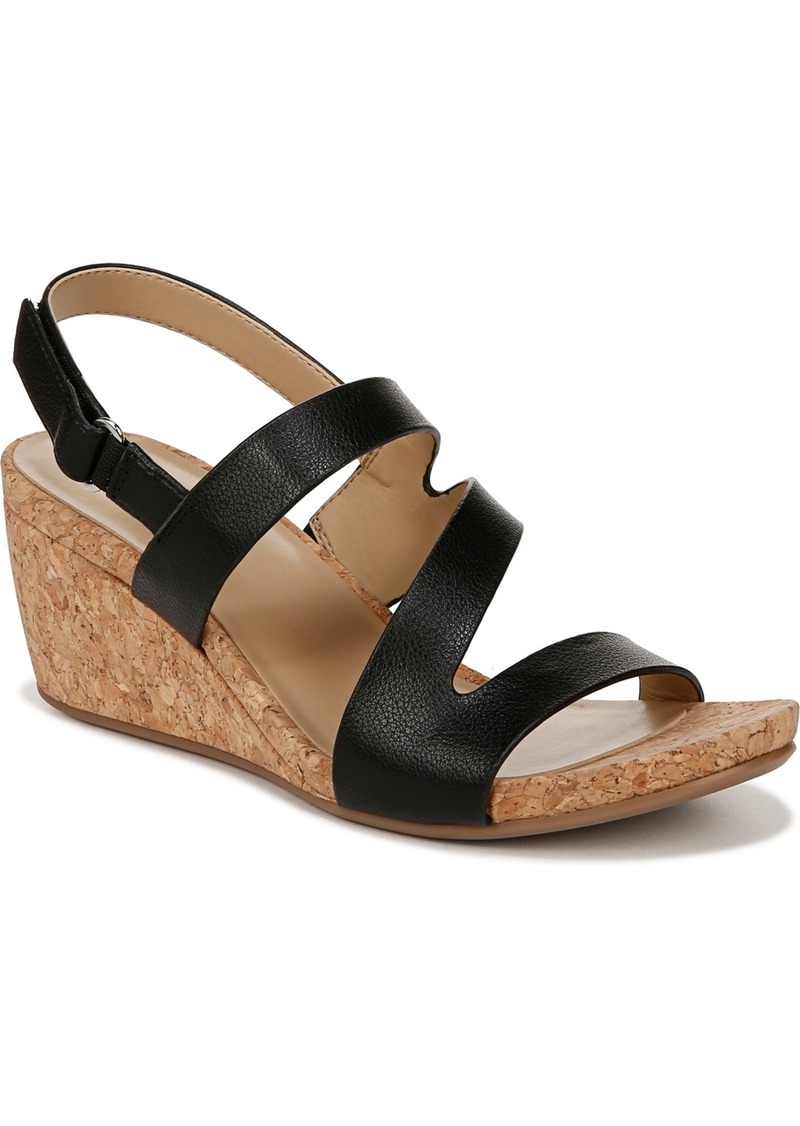 Naturalizer Adria Wedge Sandals - Black Faux Leather