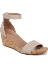 Naturalizer Areda Ankle Strap Wedge Sandals - Fawn Beige Faux Leather
