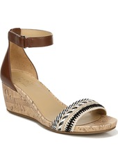 Naturalizer Areda Ankle Strap Wedge Sandals - Fawn Beige Faux Leather