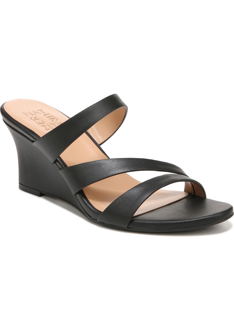 Naturalizer Breona Wedge Dress Sandals - Black Faux Leather
