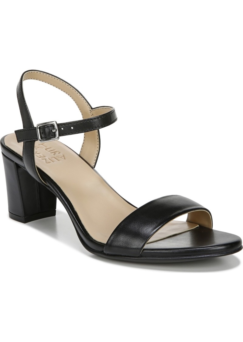Naturalizer Bristol Ankle Strap Sandals - Black Smooth Faux Leather
