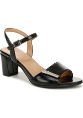 Naturalizer Bristol-Ornament Ankle Strap Block Heel Sandals - Black Faux Leather