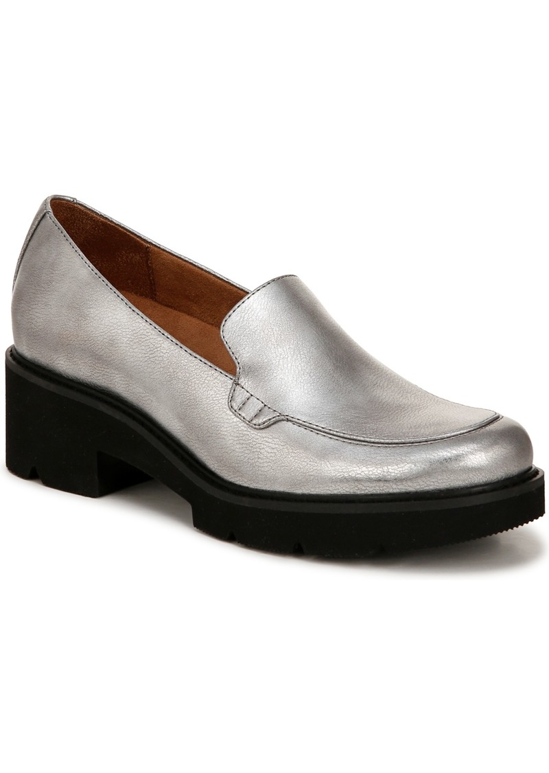 Naturalizer Cabaret Lug Sole Loafers - Pewter Faux Leather