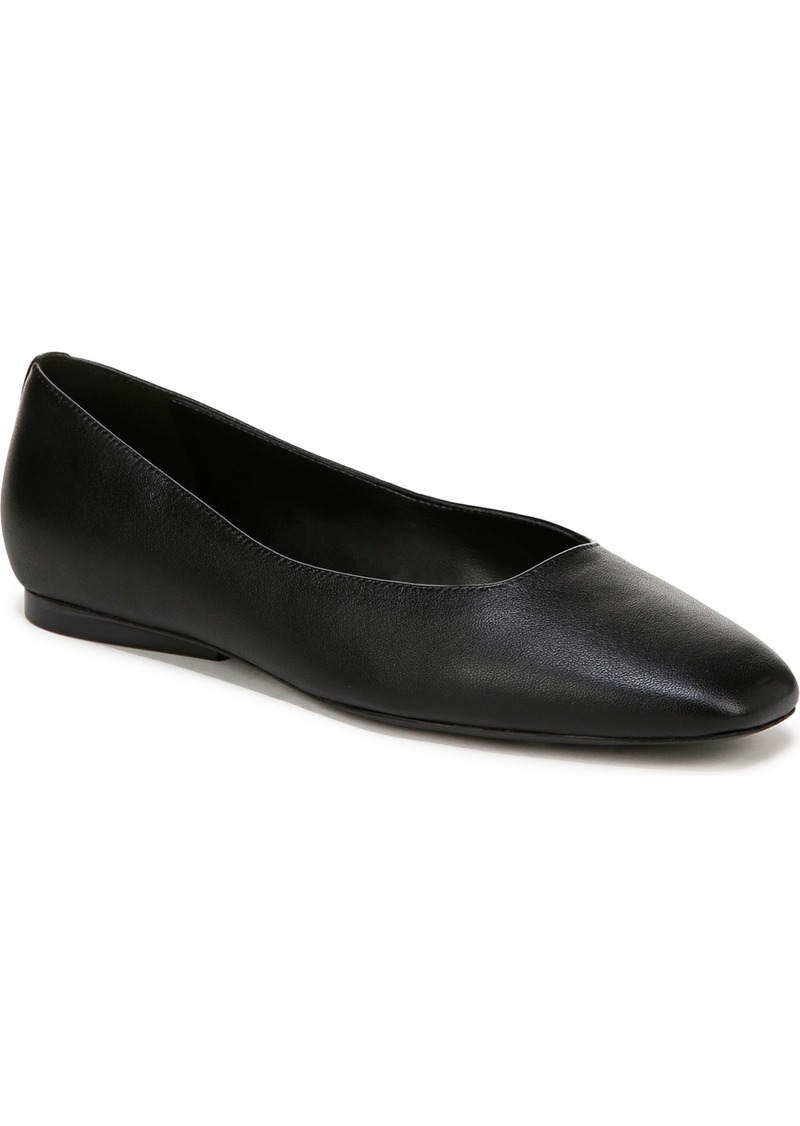 Naturalizer Chelsea Square Toe Ballet Flats - Black Leather