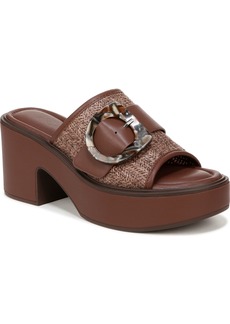 Naturalizer Clara Mule Sandals - Cappuccino Brown Raffia/Faux Leather