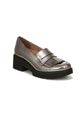Naturalizer Darcy Lug Sole Loafers - Pewter Metallic Leather