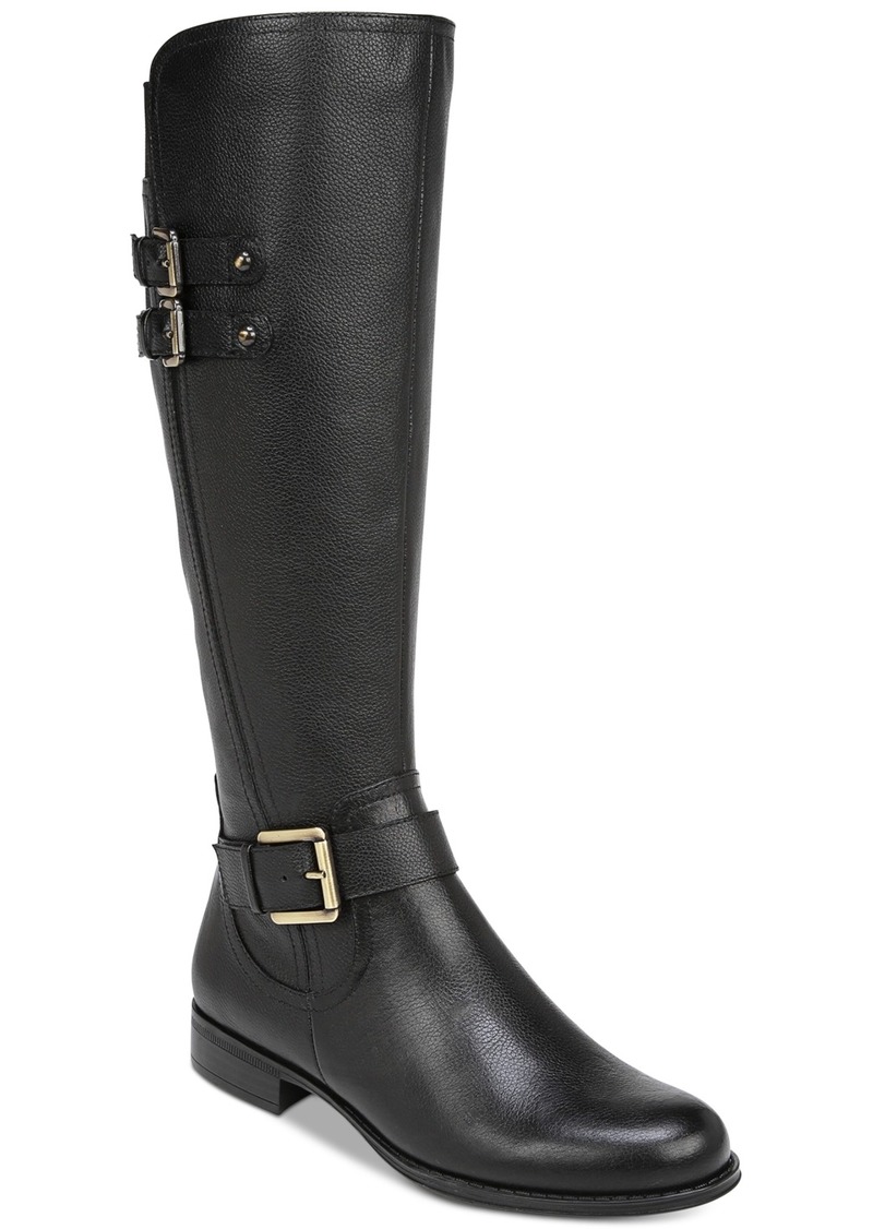 Naturalizer Jessie Wide Calf Riding Boots - Black Leather