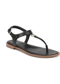 Naturalizer Lizzi T-Strap Flat Sandals - Black Croco Embossed Faux Leather