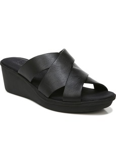 Naturalizer Rowena Slide Wedge Sandals - Black Leather