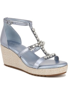 Naturalizer Serena Wedge Sandals - Light Blue Metallic Faux Leather