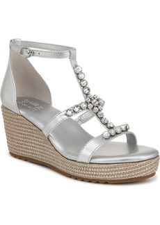 Naturalizer Serena Wedge Sandals - Silver Faux Leather