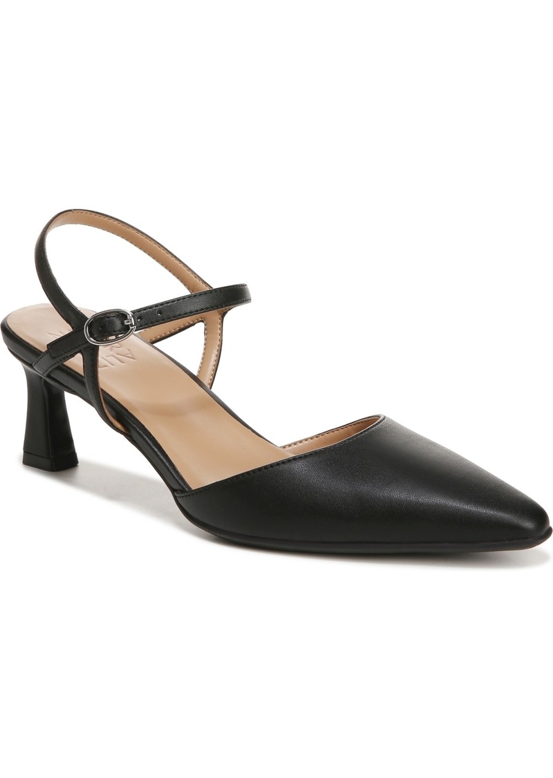 Naturalizer Tara Ankle Strap Pumps - Black Faux Leather