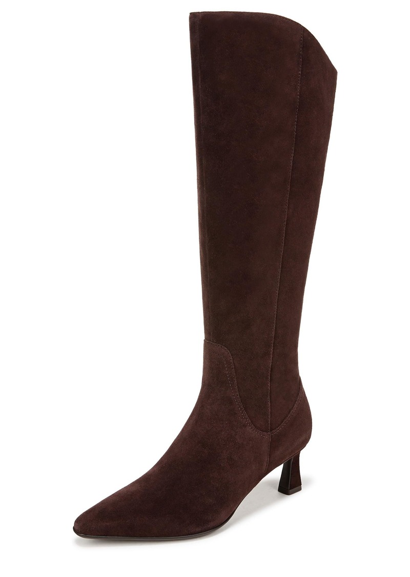 Naturalizer Womens Deesha Pointed Toe Wide Calf Tall Boot Mahogany Brown Suede  M