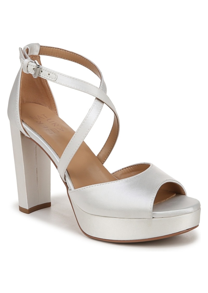 Naturalizer Women's Melody Platform Peep Toe Dress Sandals - Pearl White Satin