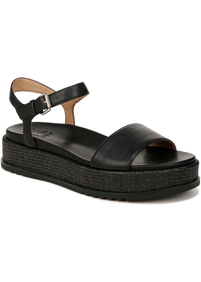 Naturalizer Zane Flatform Sandals - Black Faux Leather