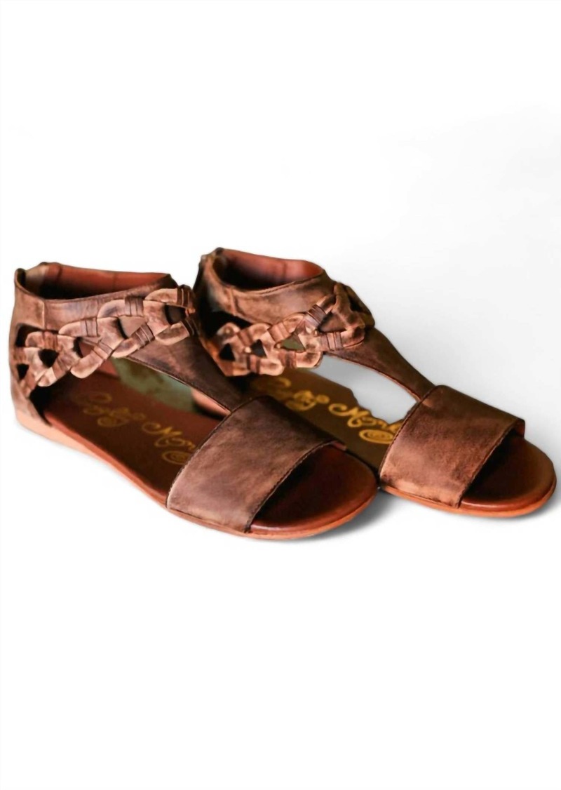 Naughty Monkey Women's Hippie Hollow Distressed Genuine Leather Sandals In Brown