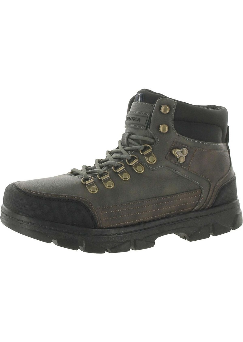 Nautica Kolby Mens Faux Leather Hiking Boots