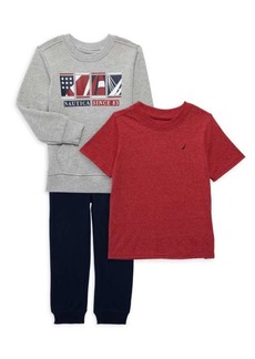 Nautica Little Boy&#8217;s 3-Piece Sweatshirt, Tee & Joggers Set