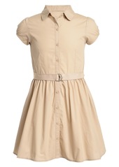 Nautica Little Girls Uniform Belted Poplin Shirt Dress - Navy