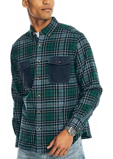 Nautica Mens Flannel Plaid Button-Down Shirt