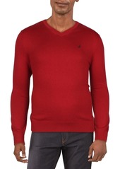 Nautica Mens Logo Long Sleeves V-Neck Sweater