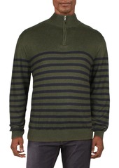 Nautica Mens Striped 1/4 Zip Pullover Sweater