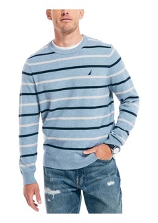 Nautica Mens Striped Ribbed Trim Crewneck Sweater