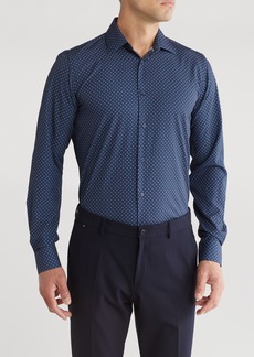 Nautica Anchor Microprint Slim Fit Dress Shirt in Navy at Nordstrom Rack