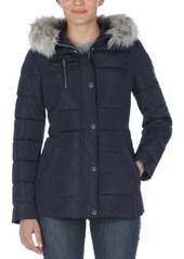 Nautica Faux-Fur Trim Hooded Puffer Coat