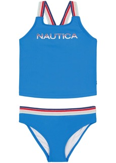 Nautica Girls' Multicolor Striped Logo And Strap Tankini (8-20)
