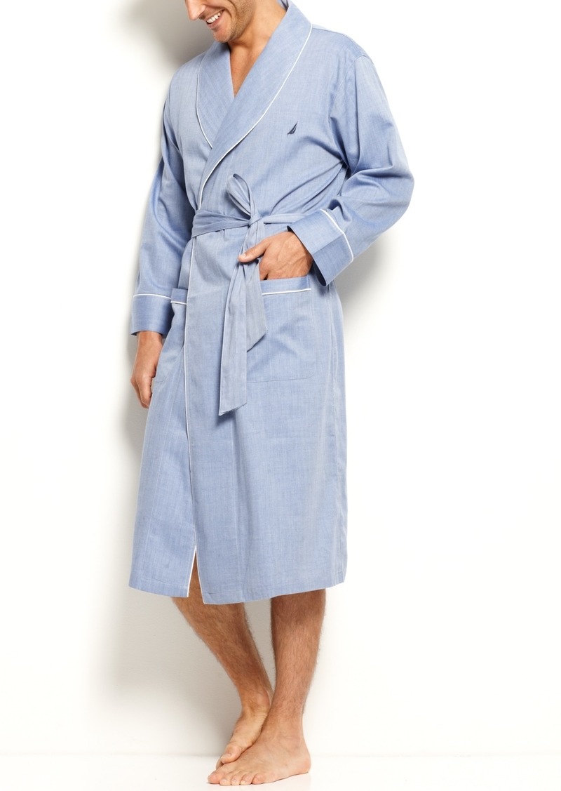 Nautica Herringbone Woven Shawl Collar Robe - Herringbone