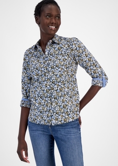 Nautica Jeans Women's Brighton Ditsy Cotton Floral-Print Shirt - Frc Blu Mu