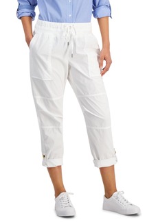 Nautica Jeans Women's Cotton Roll-Tab Utility Pants - White