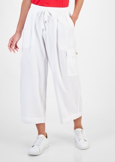 Nautica Jeans Women's Drawstring Cropped Cargo Pants - Brt White