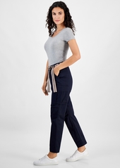 Nautica Jeans Women's High-Rise Striped-Belt Cargo Pants - Night Sky