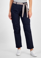 Nautica Jeans Women's High-Rise Striped-Belt Cargo Pants - Night Sky