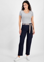 Nautica Jeans Women's High-Rise Striped-Belt Cargo Pants - Night Sky