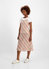 Nautica Jeans Women's Plaid Layered-Look Midi Dress - Tiger Eye