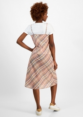 Nautica Jeans Women's Plaid Layered-Look Midi Dress - Tiger Eye